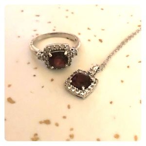 Garnet ring and necklace set